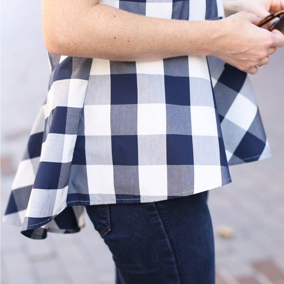 Hd In Paris Anthropologie Blue White Plaid Poplin Peplum Top size 8, EU 40 - Picture 10 of 11